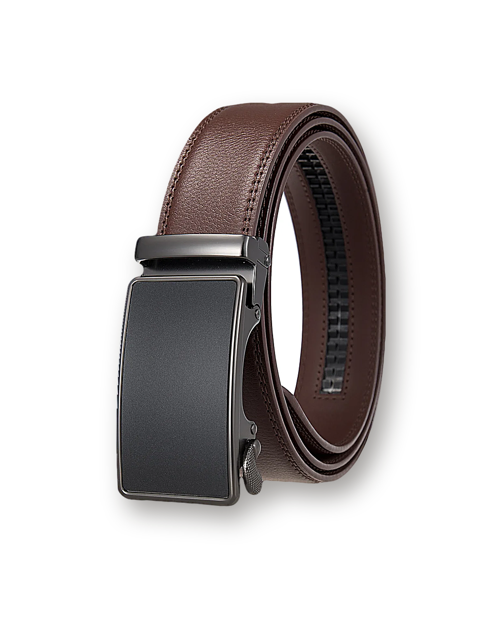 Automatic belt, Brown leather, Gunmetal buckle