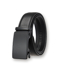 Automatic belt, Black leather, Matte Black buckle