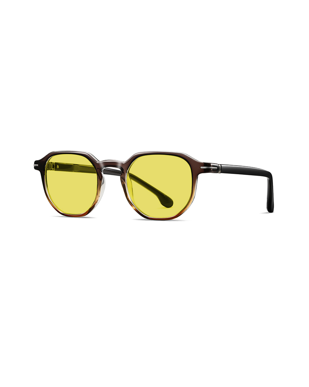 Blue light glasses, Gray & Brown frame, Yellow lenses