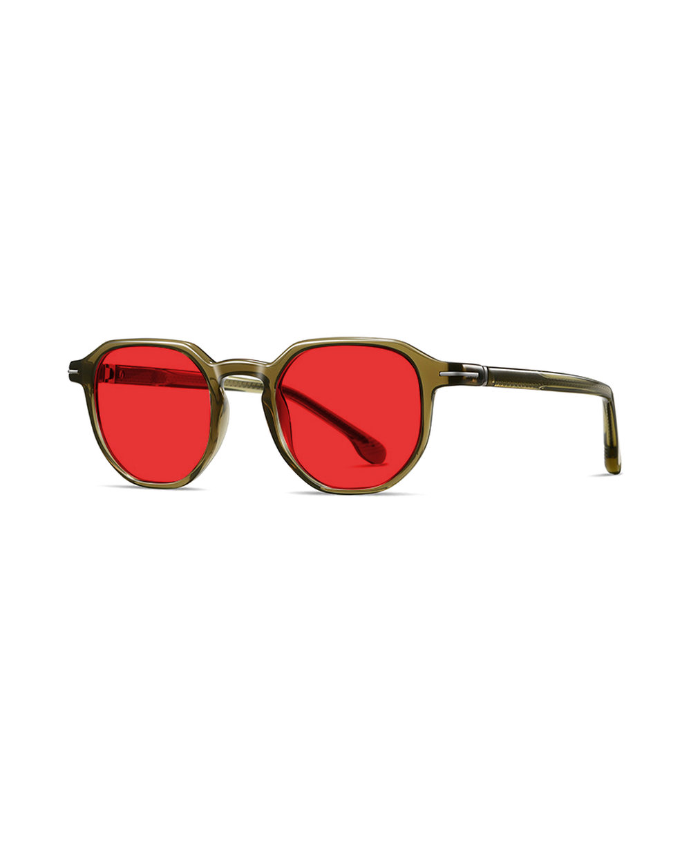 Blue light glasses, Yellow Green frame, Red lenses