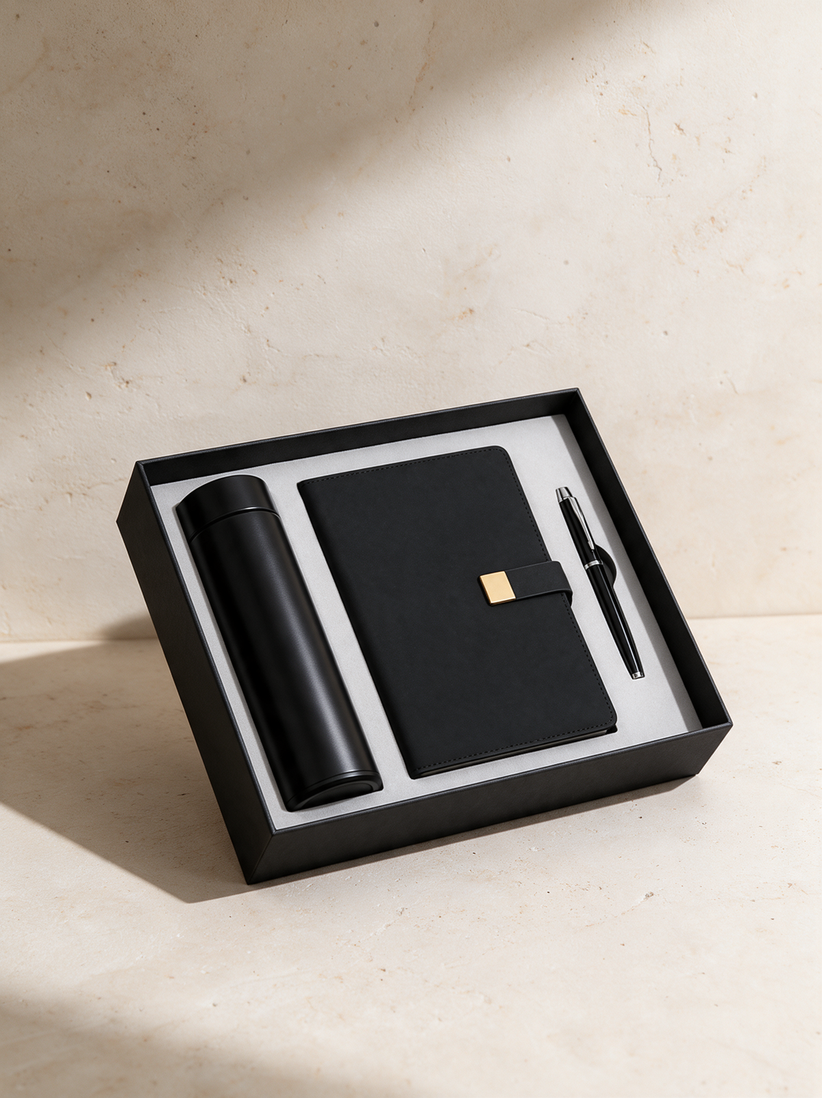 The Corporate Gift Set in a warm stone setting