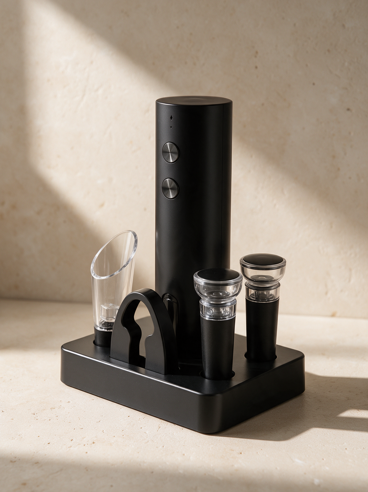 The Electric Wine Set in a warm stone setting