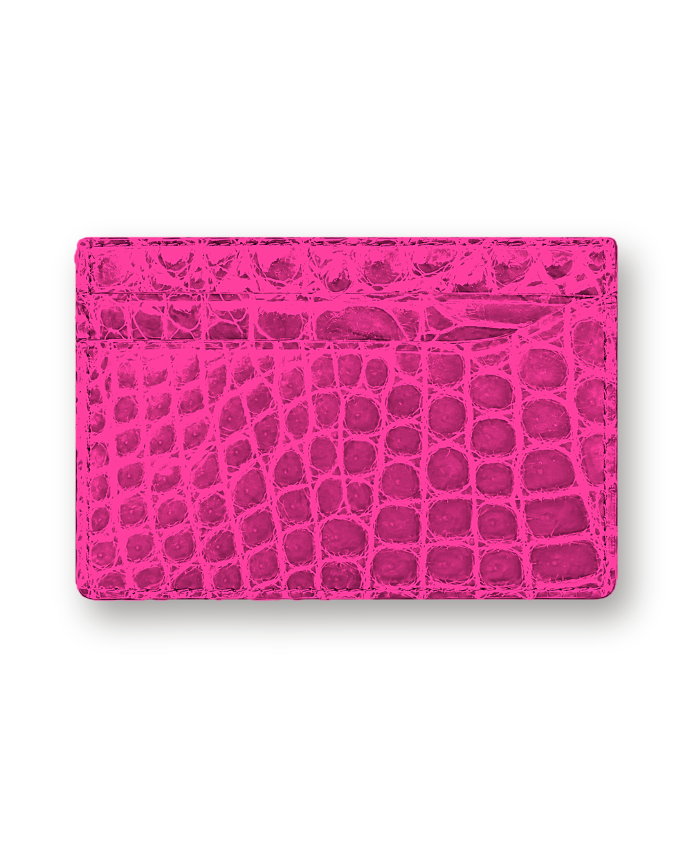 Exotic leather card holder, Hot Pink