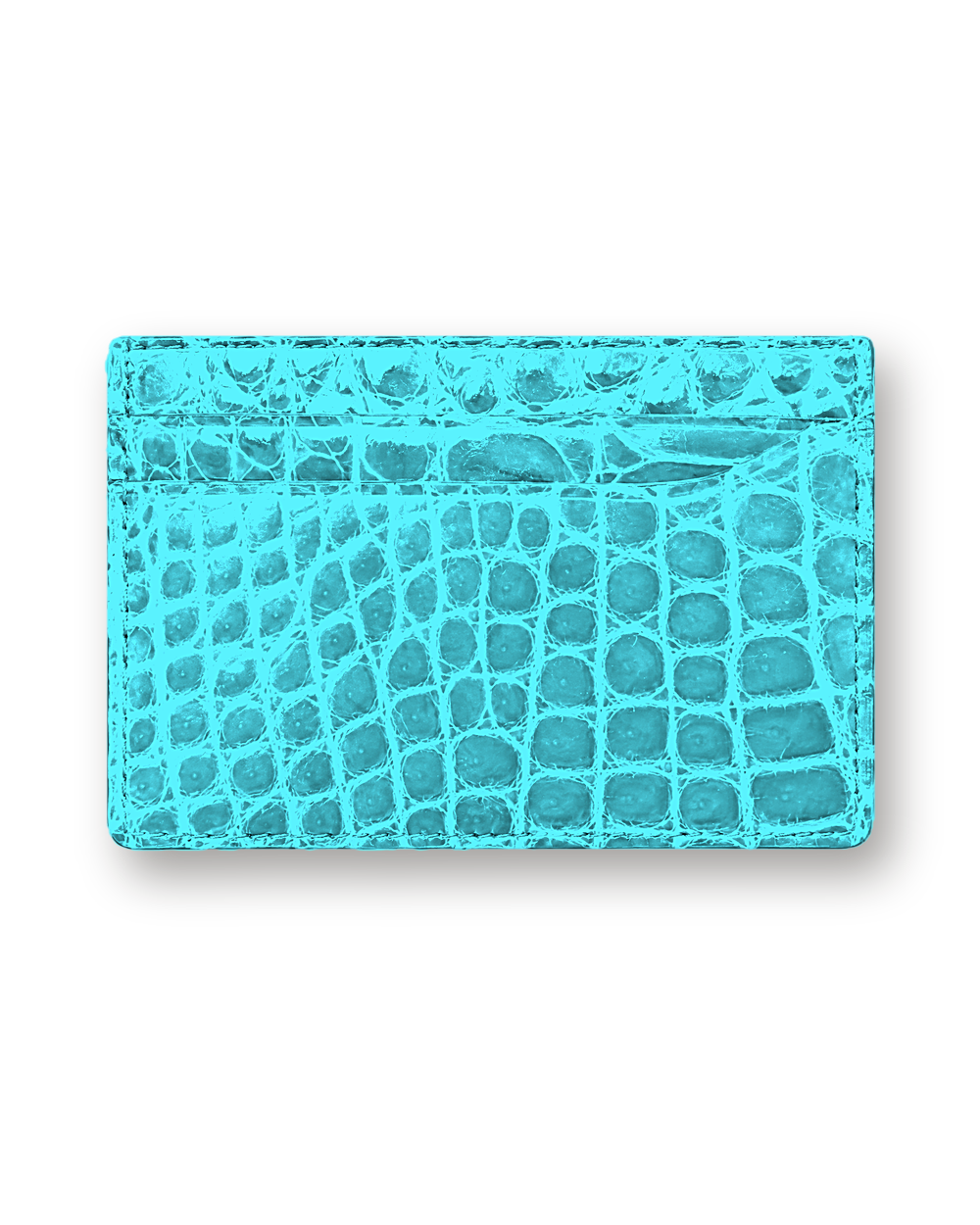 Exotic leather card holder, Turquoise