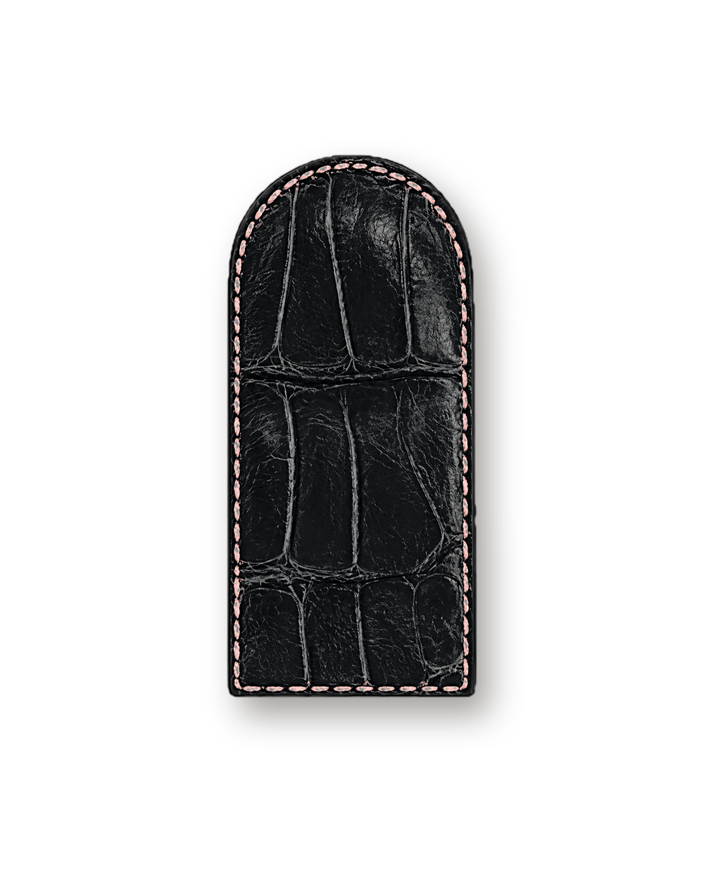 Money clip in Black exotic-grain leather