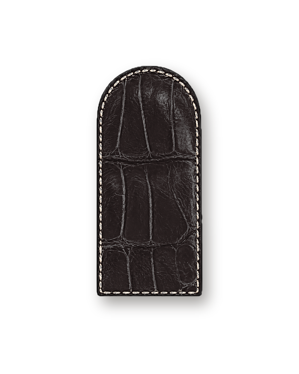Money clip in Chocolate exotic-grain leather