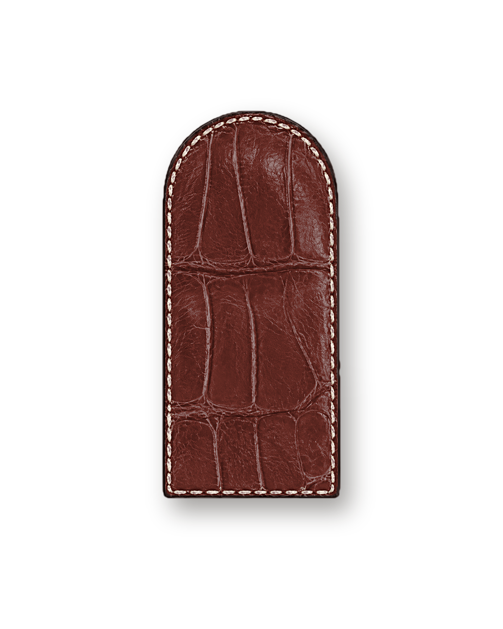 Money clip in Cognac exotic-grain leather