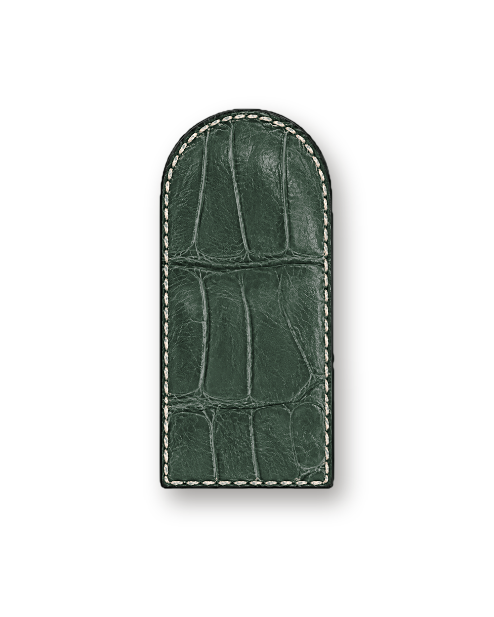 Money clip in Forest Green exotic-grain leather
