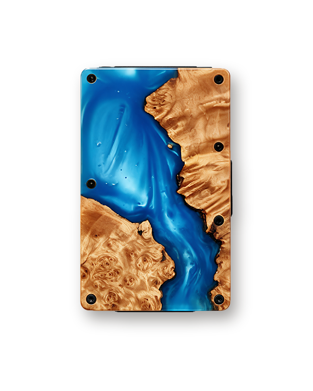 Metal wallet, Wood Resin, Blue