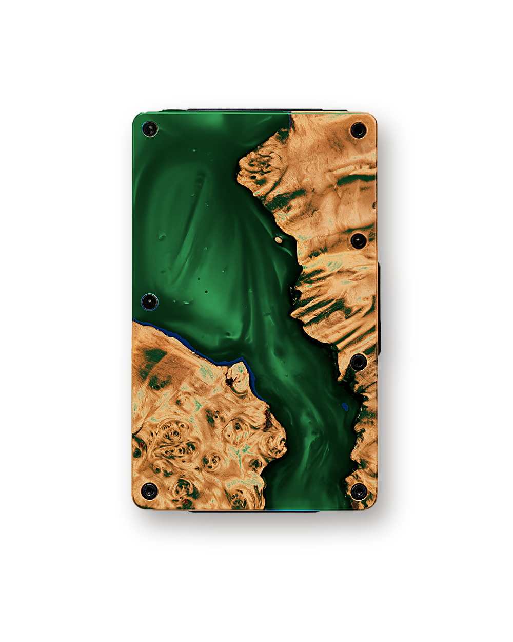 Metal wallet, Wood Resin, Green