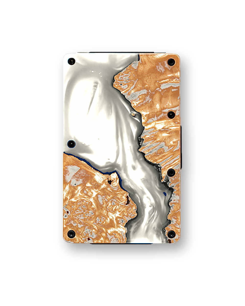 Metal wallet, Wood Resin, White