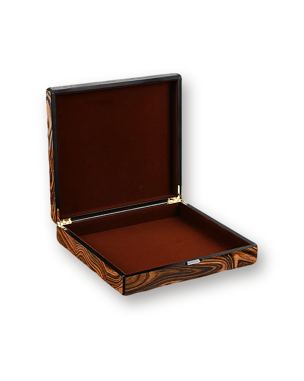 Presentation box, open, red velvet lining