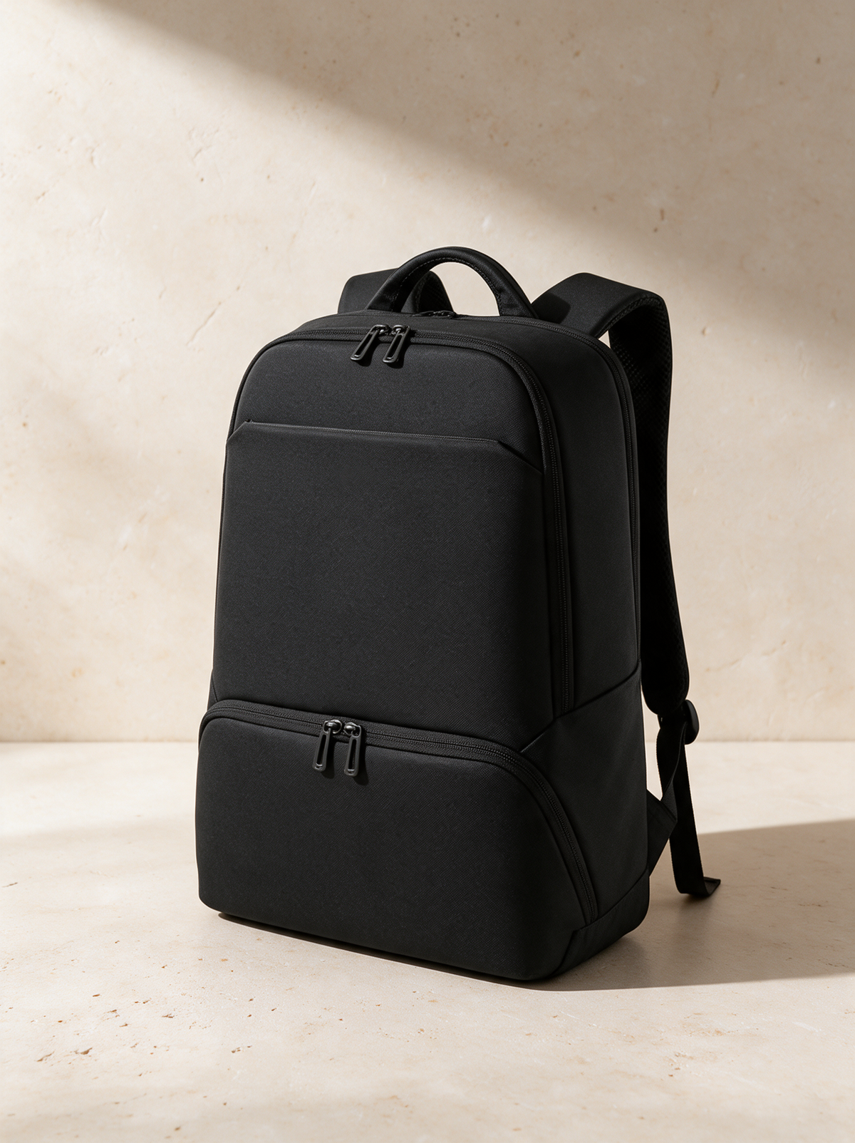 The Travel Backpack in a warm stone setting