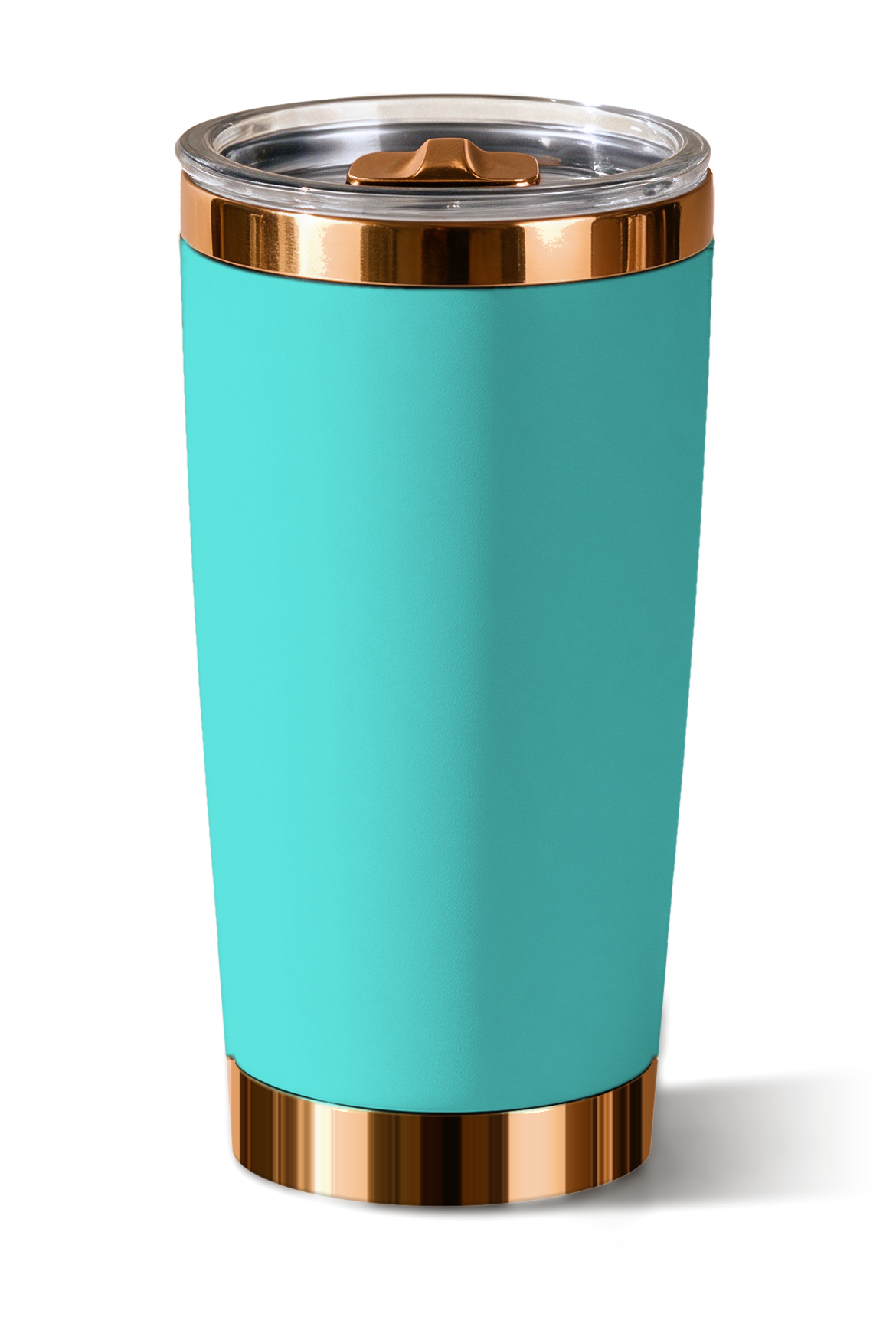 20 oz tumbler, Aqua with polished bronze trim