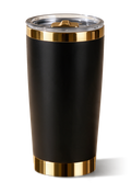 20 oz tumbler, Black with polished gold trim