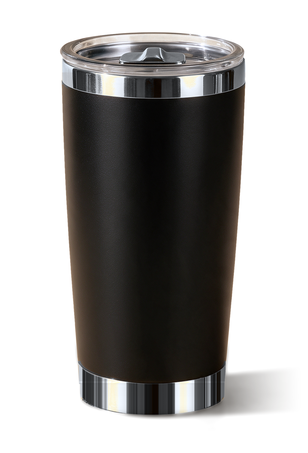 20 oz tumbler, Black with polished silver trim