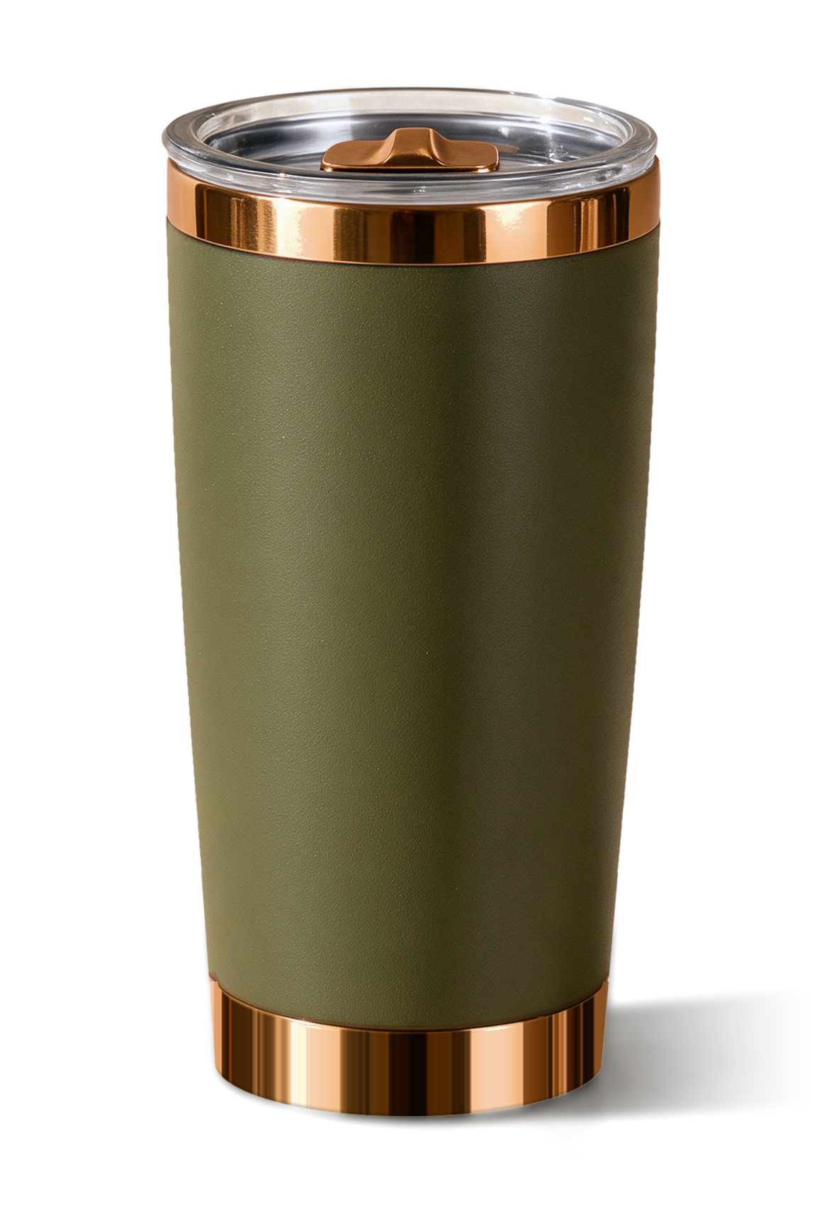 20 oz tumbler, Olive with polished bronze trim