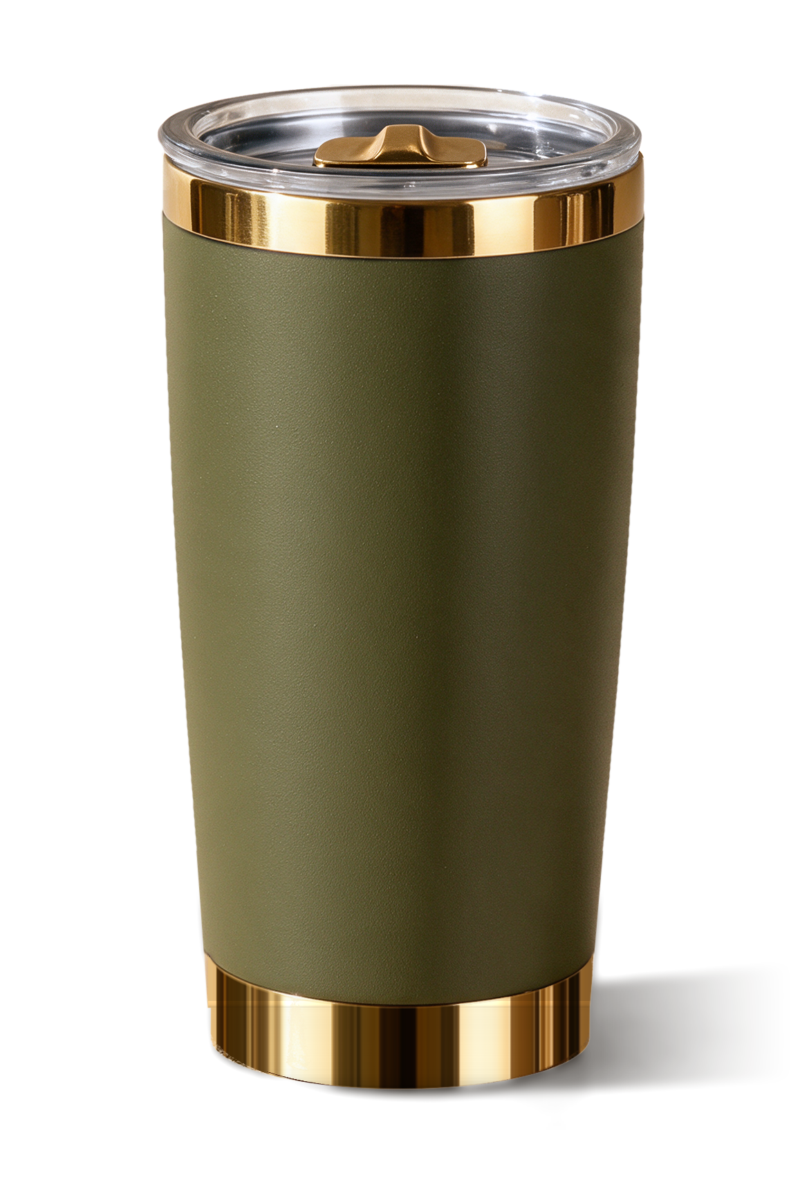 20 oz tumbler, Olive with polished gold trim