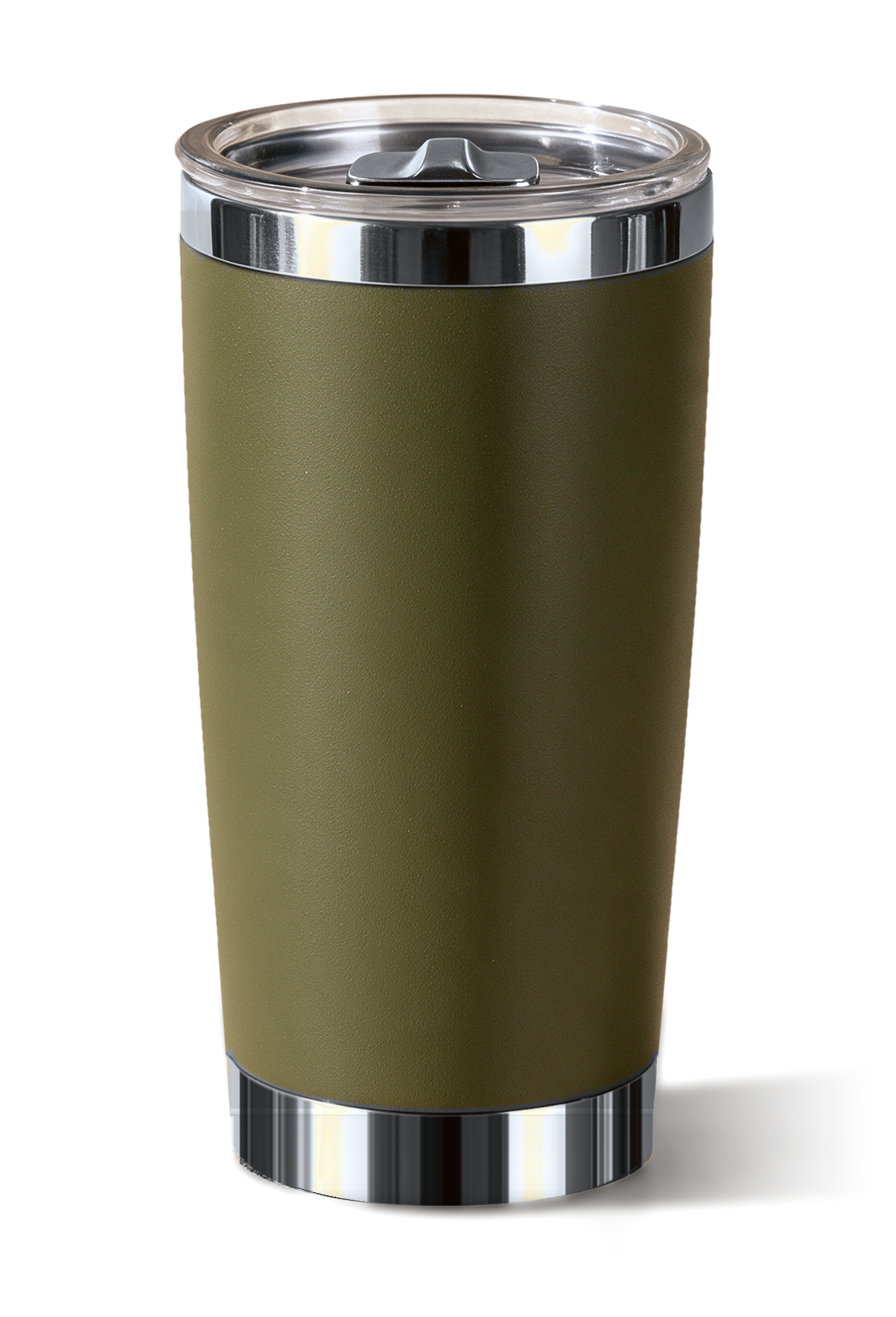 20 oz tumbler, Olive with polished silver trim